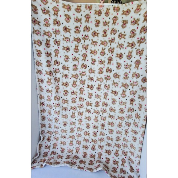 Baby Starters Sock Monkey White Plush Fleece Cuddly Blanket 30" X 40" Red Stars - Picture 4 of 8
